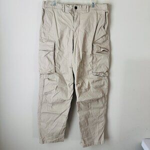 H&M Relaxed Fit Khaki Cargo Pants Mens L Cotton Blend 1231066